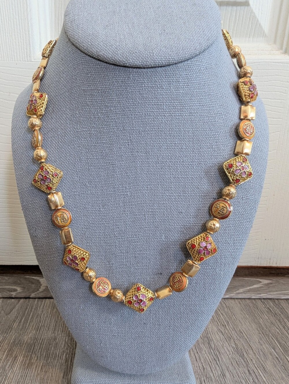 Artisan Gold Tone Chinese Good Fortune Charm Necklace